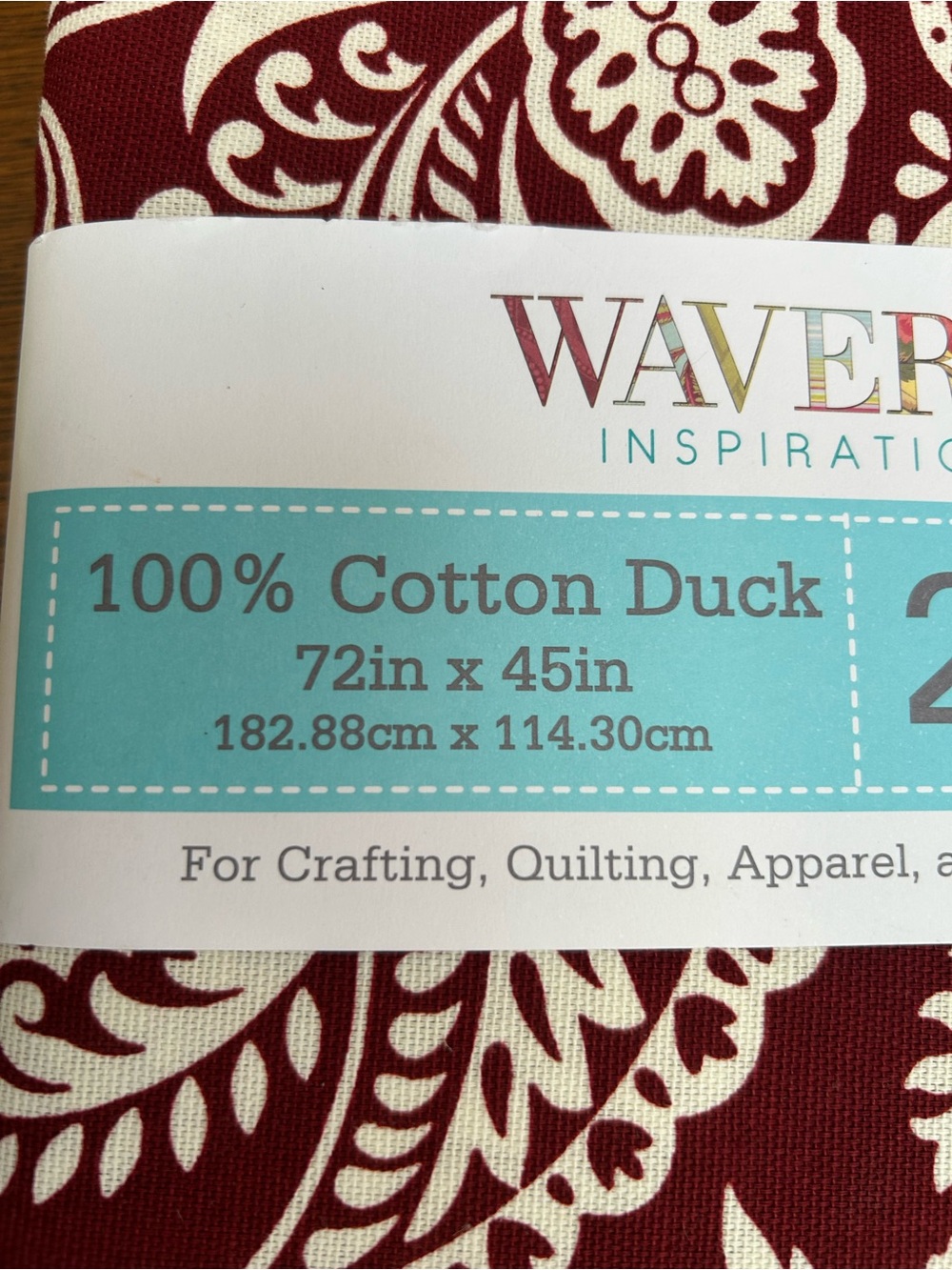 Waverly Cotton Duck Fabric in Burgundy and Cream Floral Print
